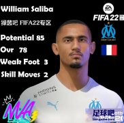 FIFA22 马赛后卫威廉・萨利巴脸型补丁